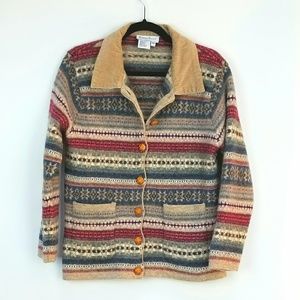 Robert Scott Fair Isle Wool Sweater Jacket S M